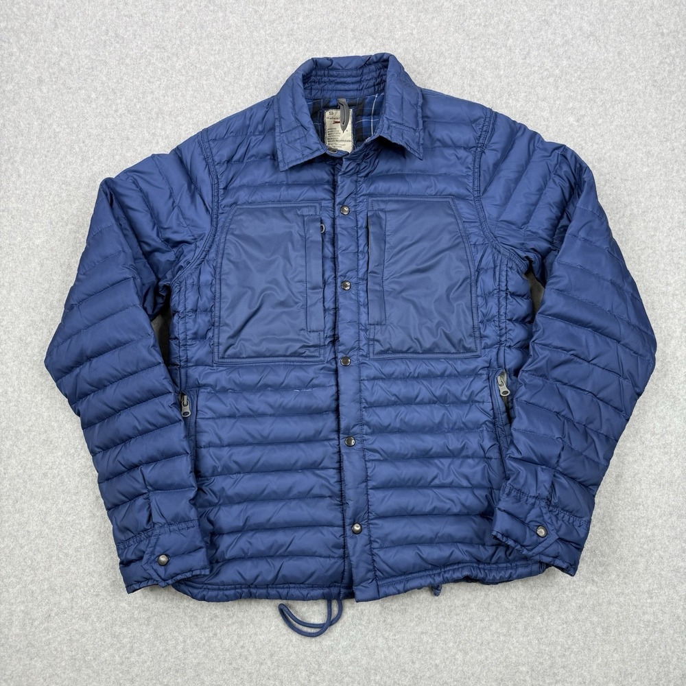 Relwen Jacket Mens Small Blue Puffer Goose‎ Down Quilted Snap Button Outdoors